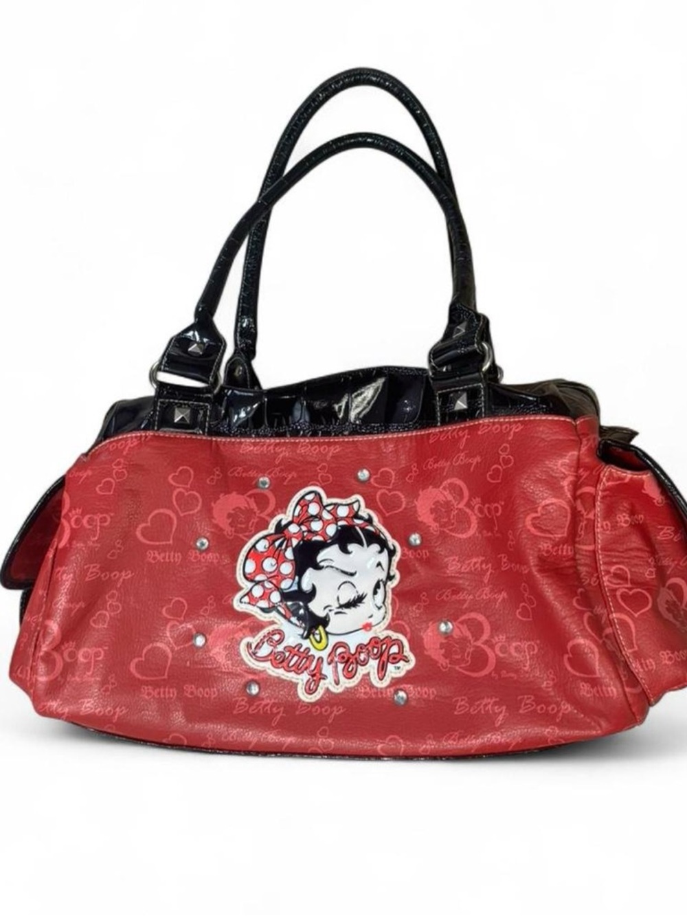 Betty Boop Red Shoulder Bag with Black Patent Handles
